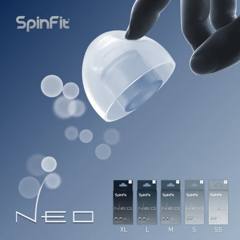 SpinFit Neo Silicon Eartips for In-Ear Monitor IEM Earphone with Nozzle Adapter 5 Sizes