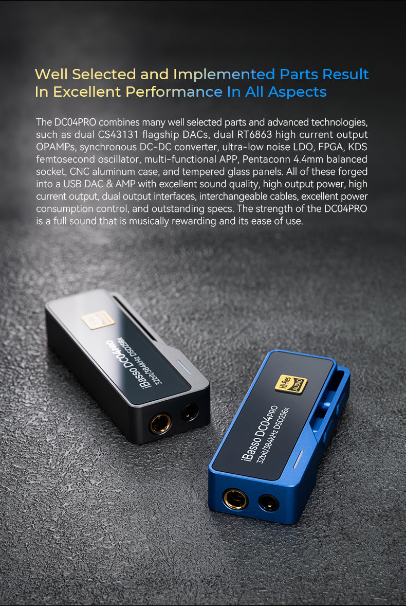 iBasso DC04 PRO DAC Amplifier with 3.5mm 4.4mm Plug for iPhone Android Smartphone Lightning Type-C